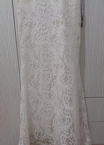 Dantel Kumaşlı Beyaz balık gelinlik - Görsel 8