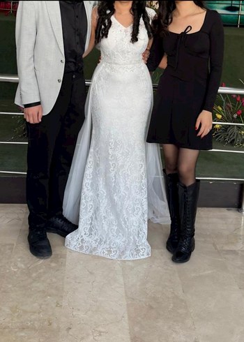 Dantel Kumaşlı Beyaz balık gelinlik - Görsel 10