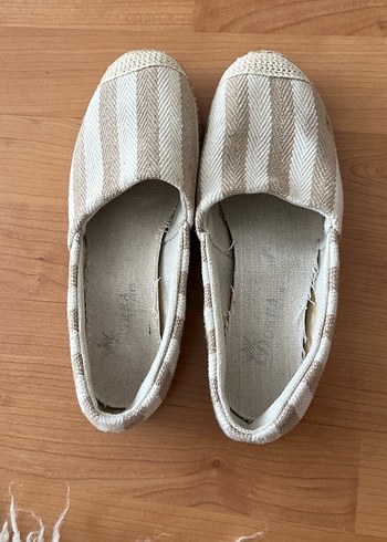 Bej Keten Kadın Espadril Düz Taban - Görsel 4