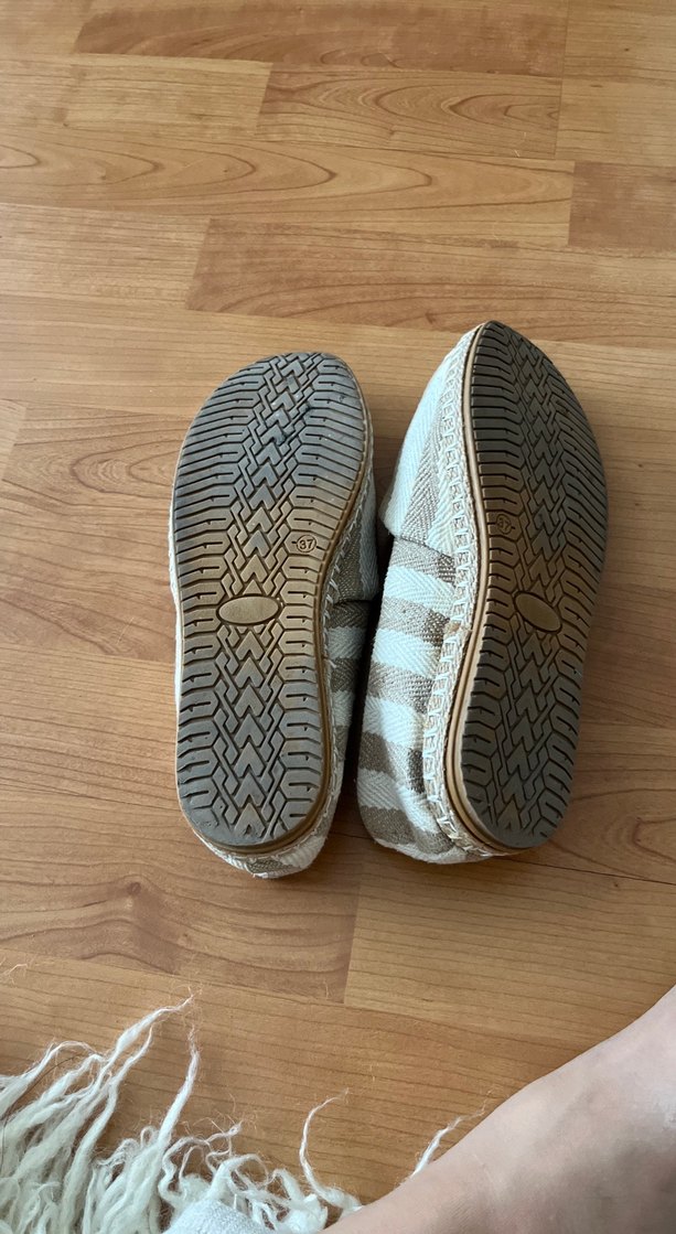 Bej Keten Kadın Espadril Düz Taban - Görsel 3