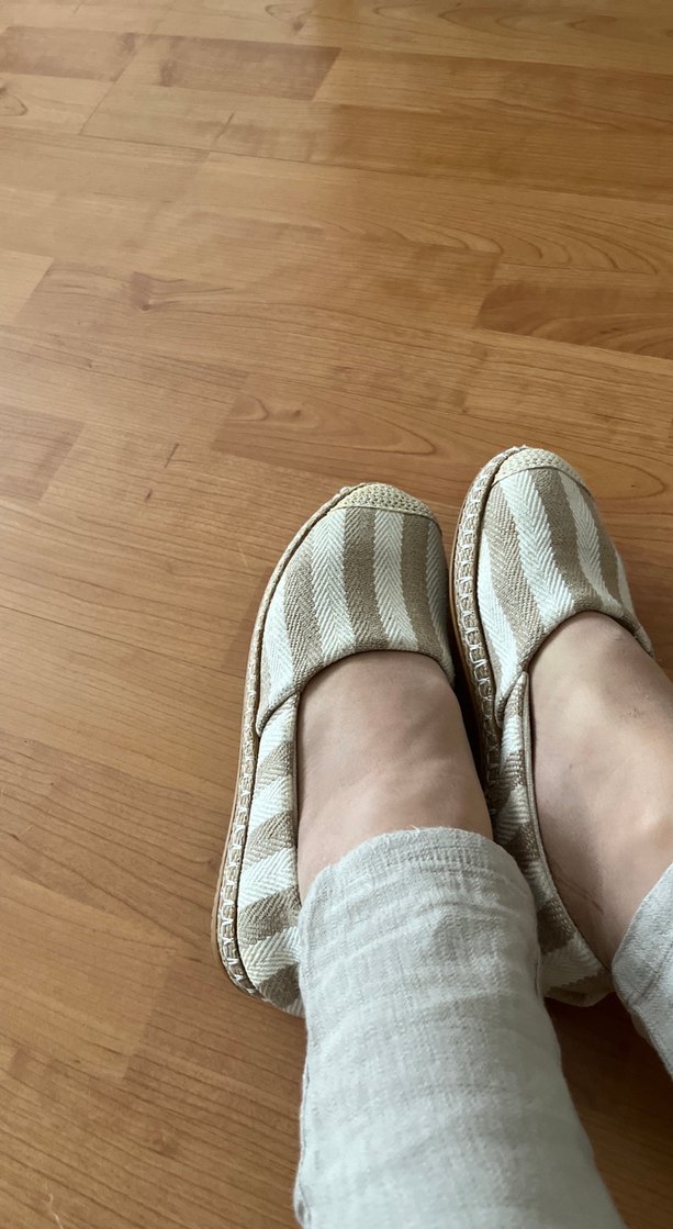 Bej Keten Kadın Espadril Düz Taban - Görsel 5