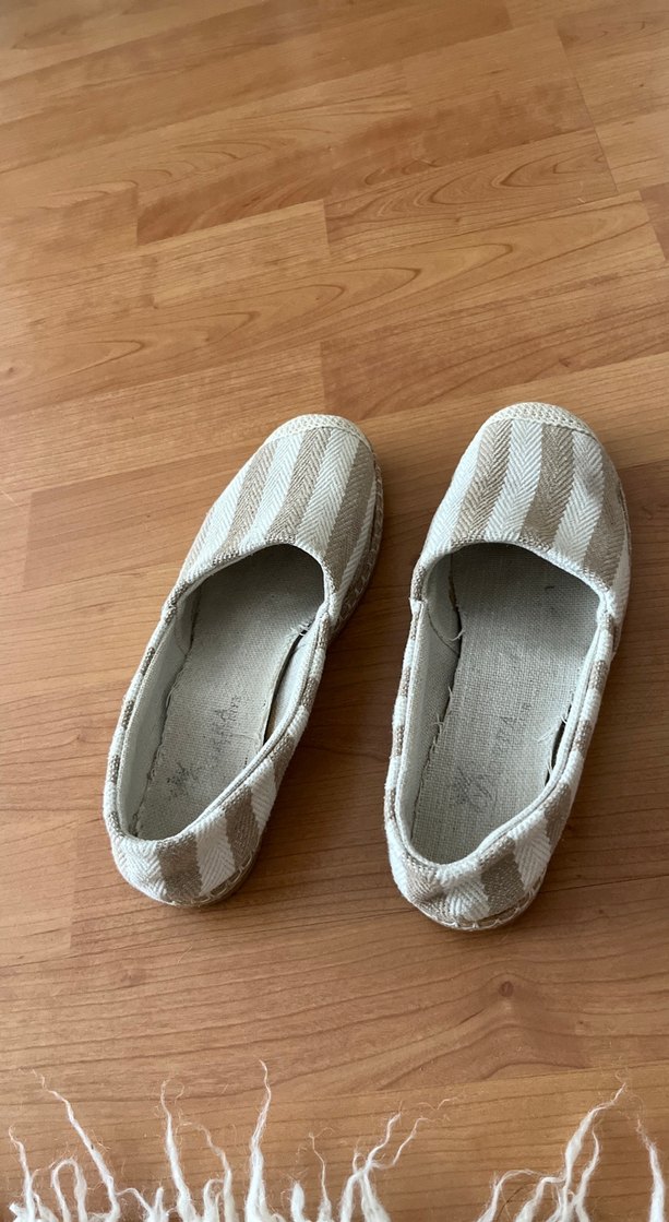 Bej Keten Kadın Espadril Düz Taban - Görsel 2