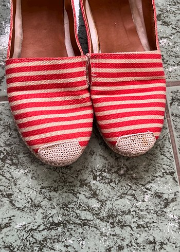 Kırmızı Kadın Hasır Topuklu Espadril - Görsel 4