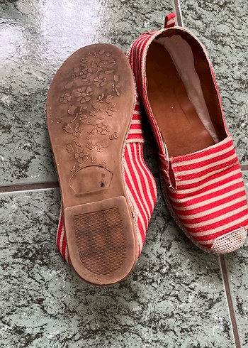 Kırmızı Kadın Hasır Topuklu Espadril - Görsel 5