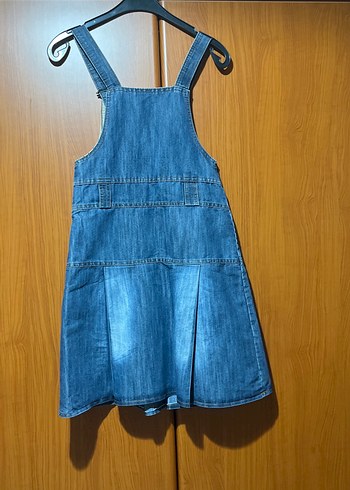 Nakışlı Parlak Detaylı Mavi Kot Salopet - Görsel 8