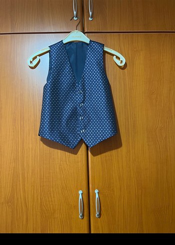 Düğmeli Lacivert Puantiyeli Erkek Yelek - Görsel 4