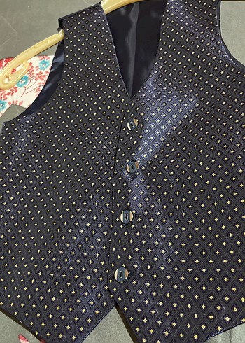 Düğmeli Lacivert Puantiyeli Erkek Yelek - Görsel 7