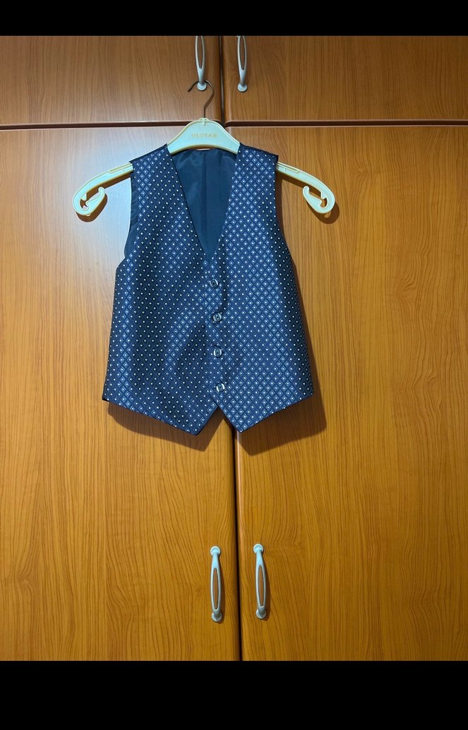 Düğmeli Lacivert Puantiyeli Erkek Yelek - Görsel 4