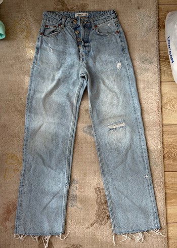 Pull and Bear Pullu And Bear Yikamali Acik Mavi Denim Jean