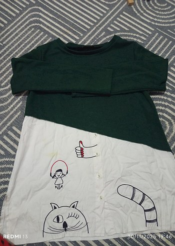 Düğmeli Baskılı Hamile Elbisesi - Görsel 2