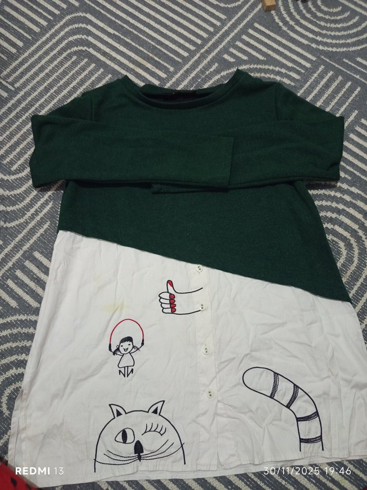 Düğmeli Baskılı Hamile Elbisesi - Görsel 2