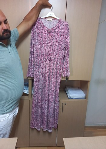 Diğer Pembe Bohem Uzun Örme Elbise