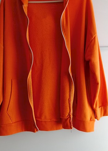Turuncu Fermuarlı Kadın Sweatshirt