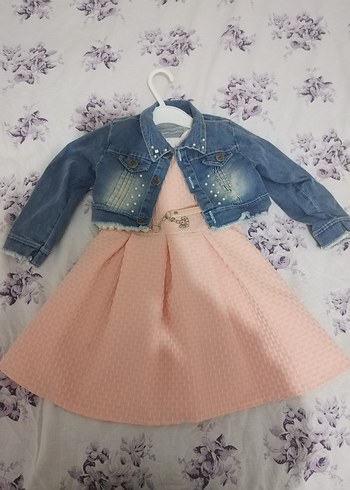 Nakışlı Pembe Kemerli Kız Elbisesi - Görsel 2