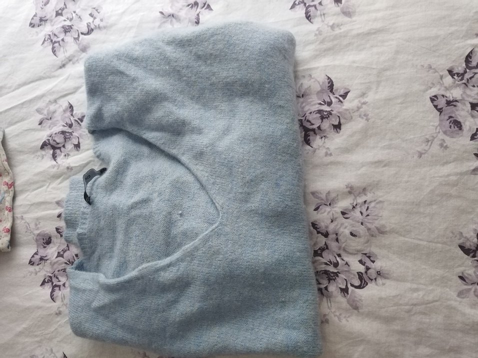 Gri V Yakalı Örgü Kadın Kısa Kollu Kazak - Görsel 3