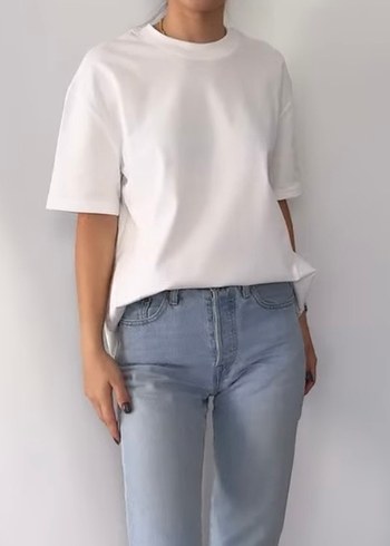 Quzu Beyaz Oversize Kadın Tişört