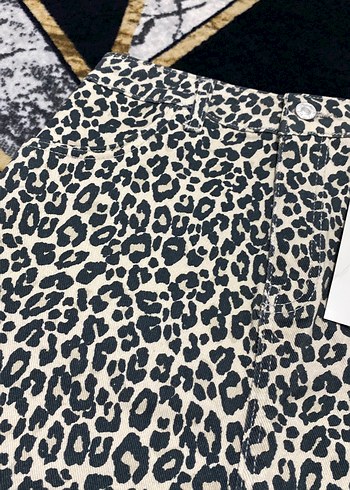 m Beden Leopar Desenli Mini Etek