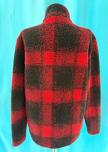 Polar/ Kırmızı Siyah Ekose Fermuarlı unisex Polar - Görsel 2