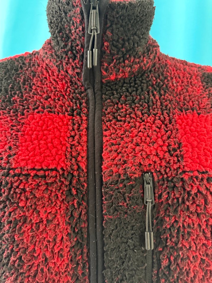 Polar/ Kırmızı Siyah Ekose Fermuarlı unisex Polar - Görsel 3