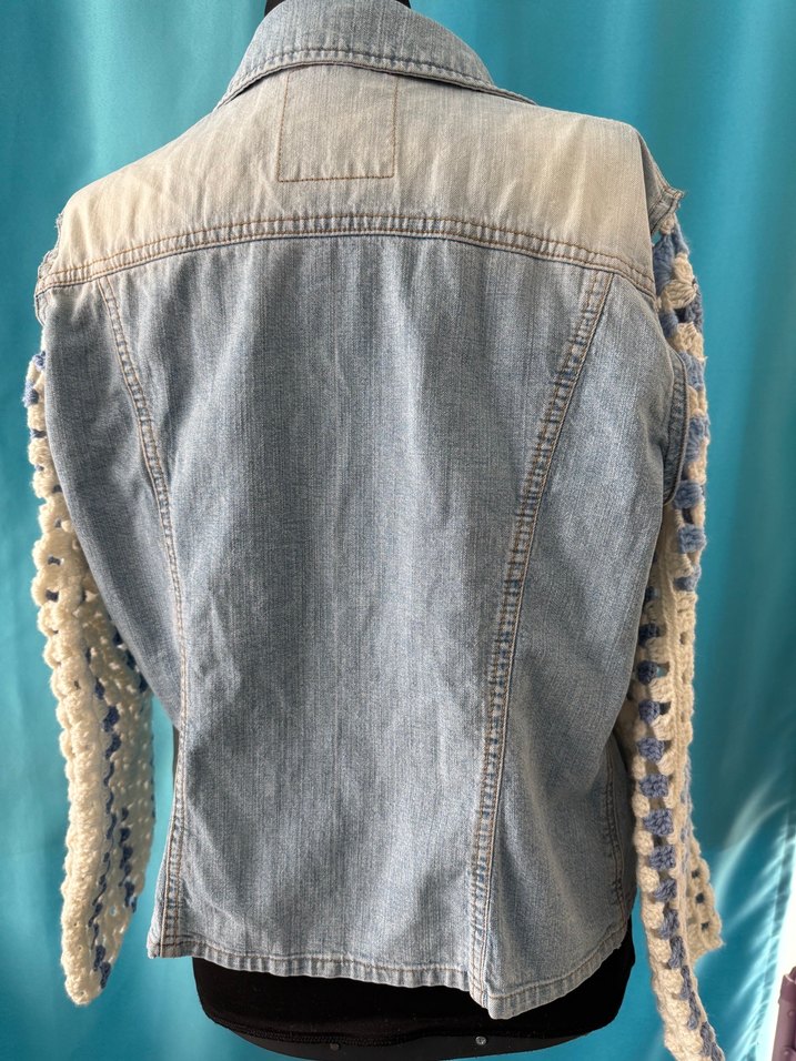 Kot ceket el örgüsü geri dönüşüm - Görsel 4