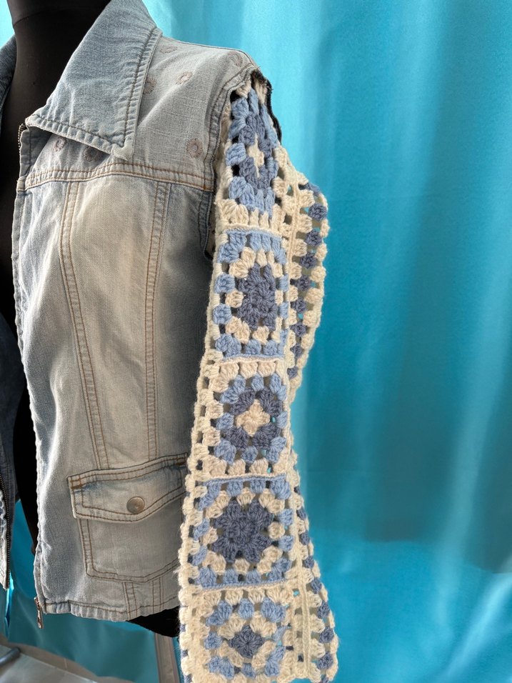 Kot ceket el örgüsü geri dönüşüm - Görsel 3