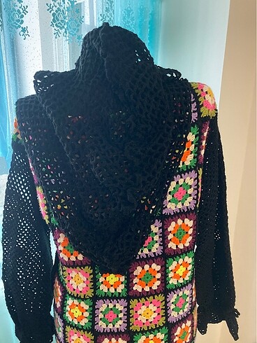 Yün elbise kapüşonlu  el işi / 38/40 beden - Görsel 4