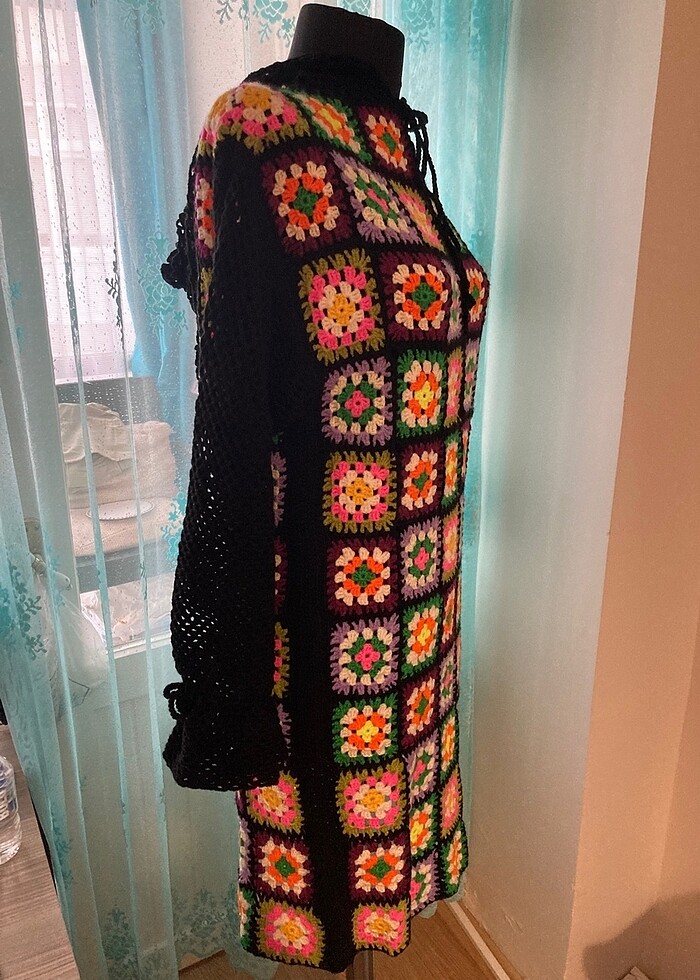 Yün elbise kapüşonlu  el işi / 38/40 beden - Görsel 2