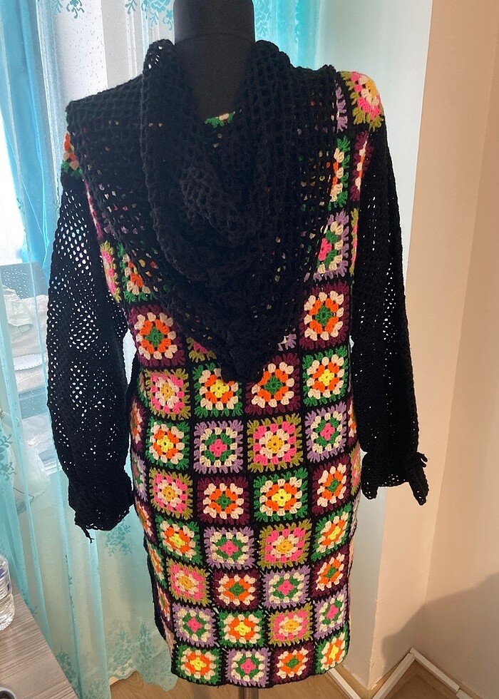 Yün elbise kapüşonlu  el işi / 38/40 beden - Görsel 3