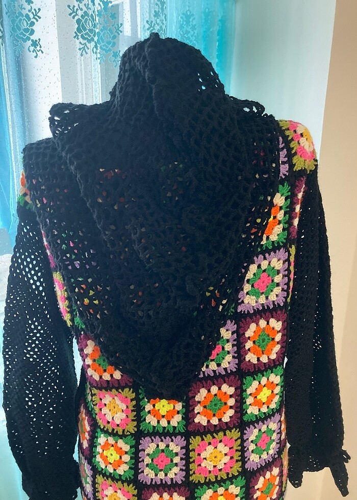 Yün elbise kapüşonlu  el işi / 38/40 beden - Görsel 4