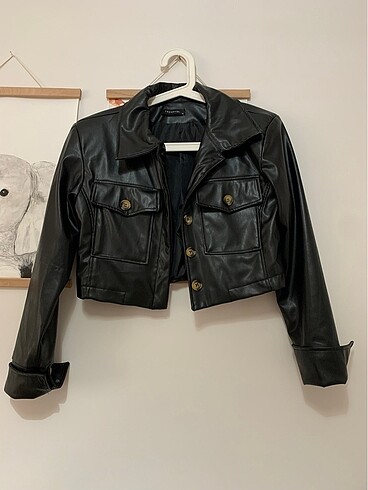 Trendyol crop deri ceket