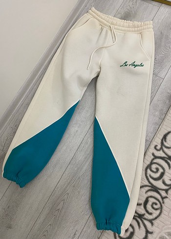 Beyaz Bağcıklı Rahat Kesim Kadın Eşofman - Görsel 6