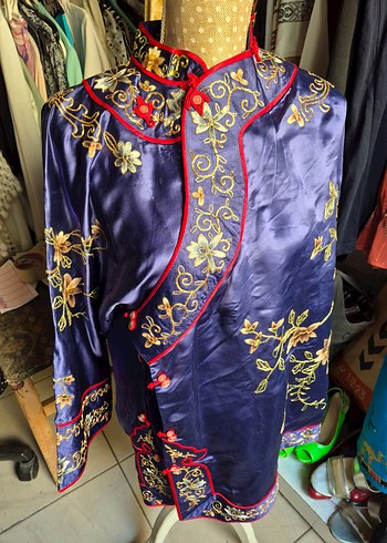 Mor İşlemeli Uzun Kadın Kimono - Görsel 3