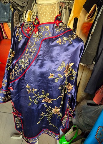 Mor İşlemeli Uzun Kadın Kimono - Görsel 2