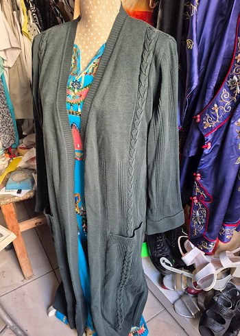 Bohem yesil Örgü Kadın Hırka - Görsel 2