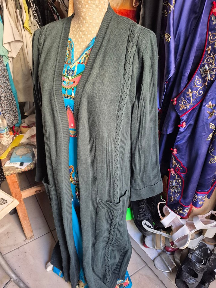 Bohem yesil Örgü Kadın Hırka - Görsel 2