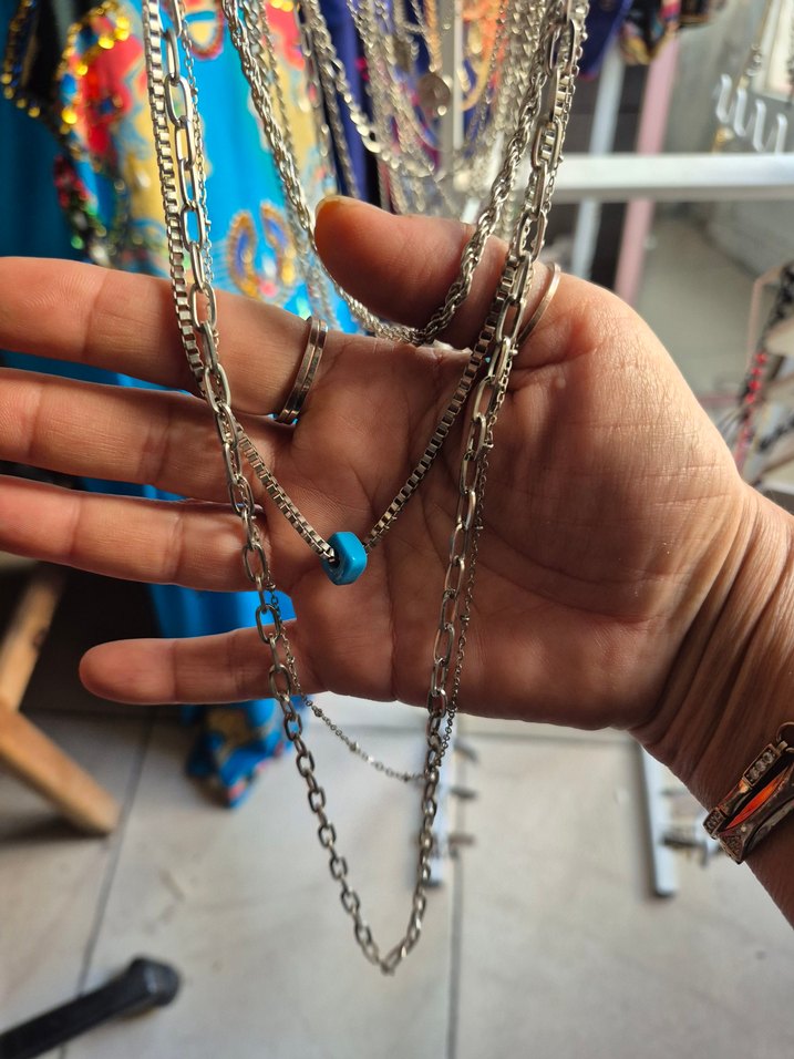 Renkli Desenli Bohem Zincir Kolye - Görsel 4