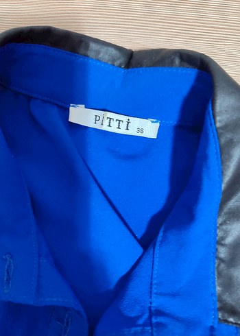 Düğmeli Kolsuz Parlak Mavi Kadın Gömlek - Görsel 2