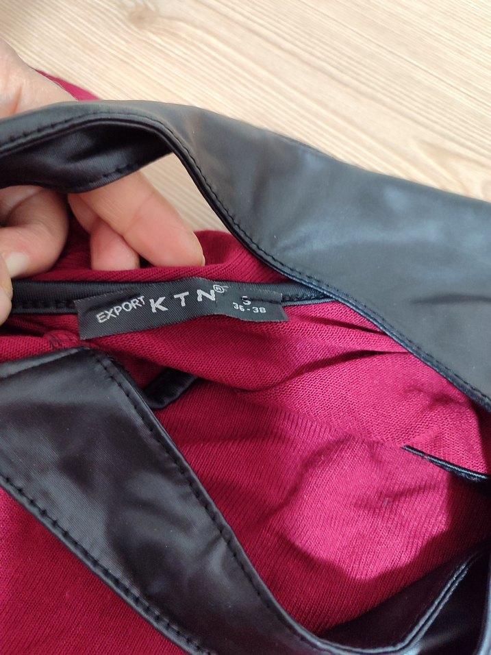 Bordo Uzun Kollu Kadın Tişört - Görsel 4