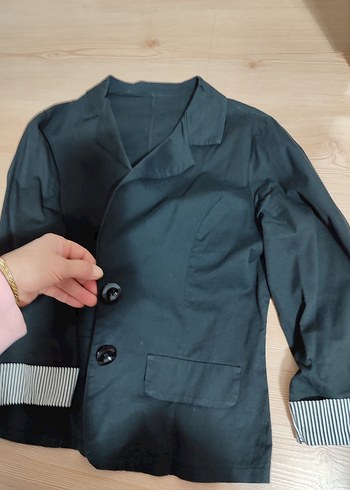 Kadın Beyaz Düğmeli Midi Blazer Ceket - Görsel 14