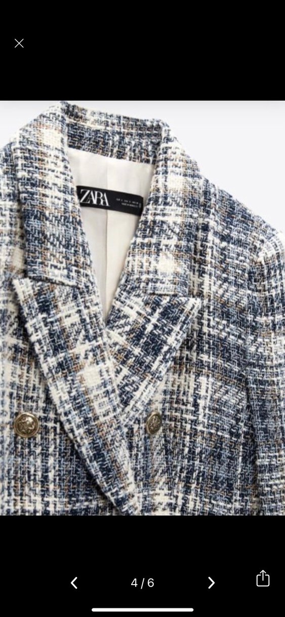 Düğmeli Gri Kareli Kadın Blazer - Görsel 4