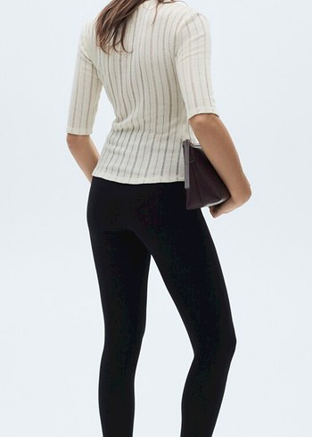 Bej Çizgili Kadın Triko - Görsel 4