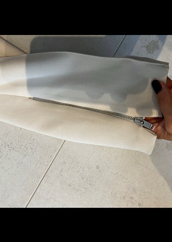 Bej Pilili Kadın Kumaş Pantolon - Görsel 2