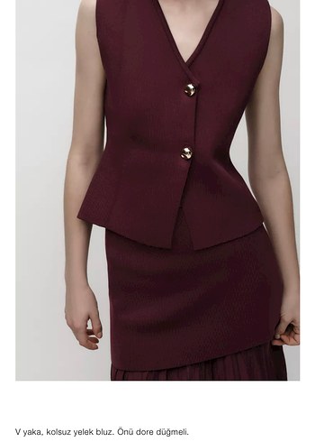 Bordo Düğmeli Kadın Süveter - Görsel 3