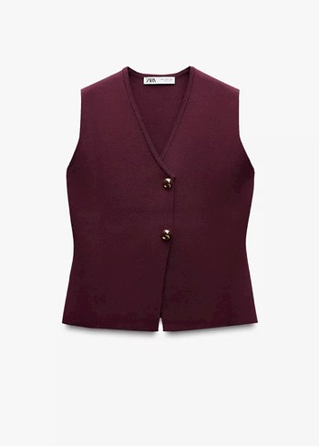 Bordo Düğmeli Kadın Süveter - Görsel 2