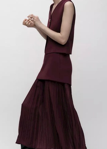 Bordo Düğmeli Kadın Süveter - Görsel 6