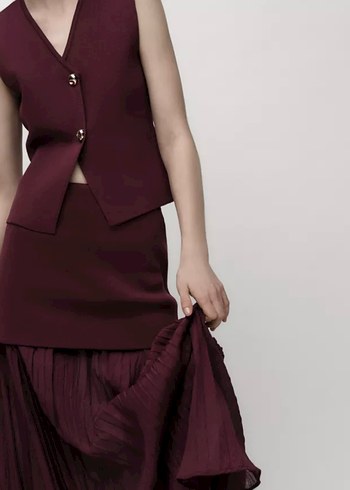 Bordo Düğmeli Kadın Süveter - Görsel 5