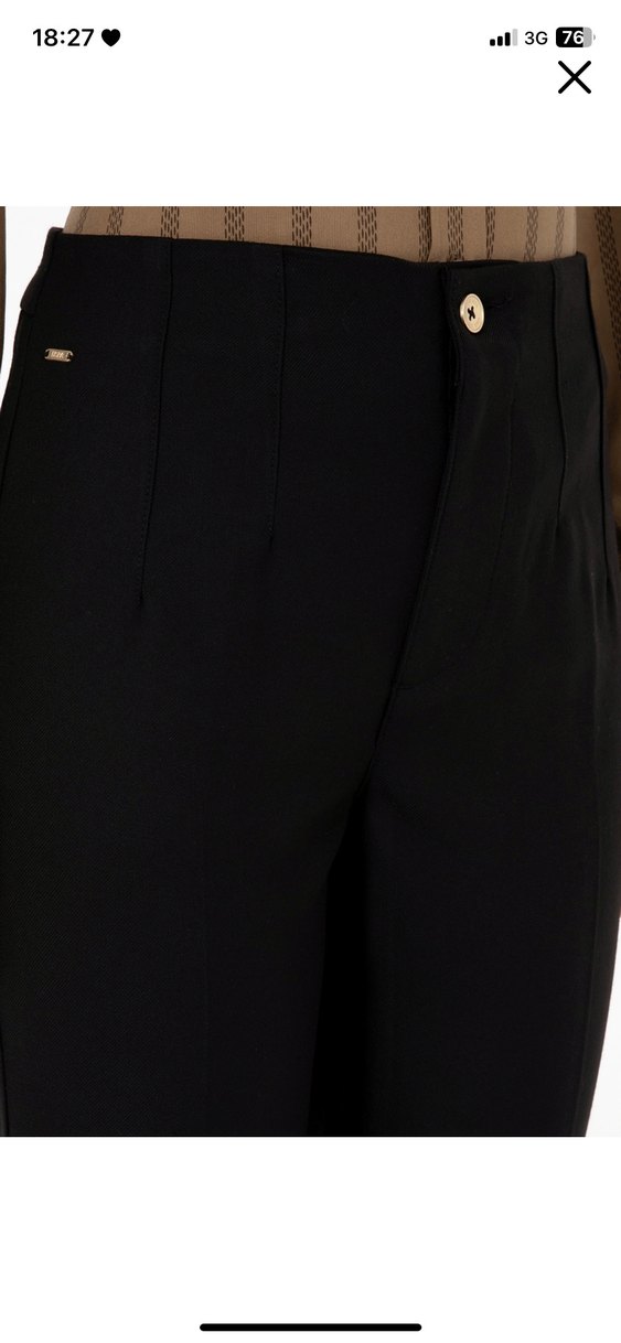 Düğmeli Bej Kadın Ofis Pantolonu - Görsel 5