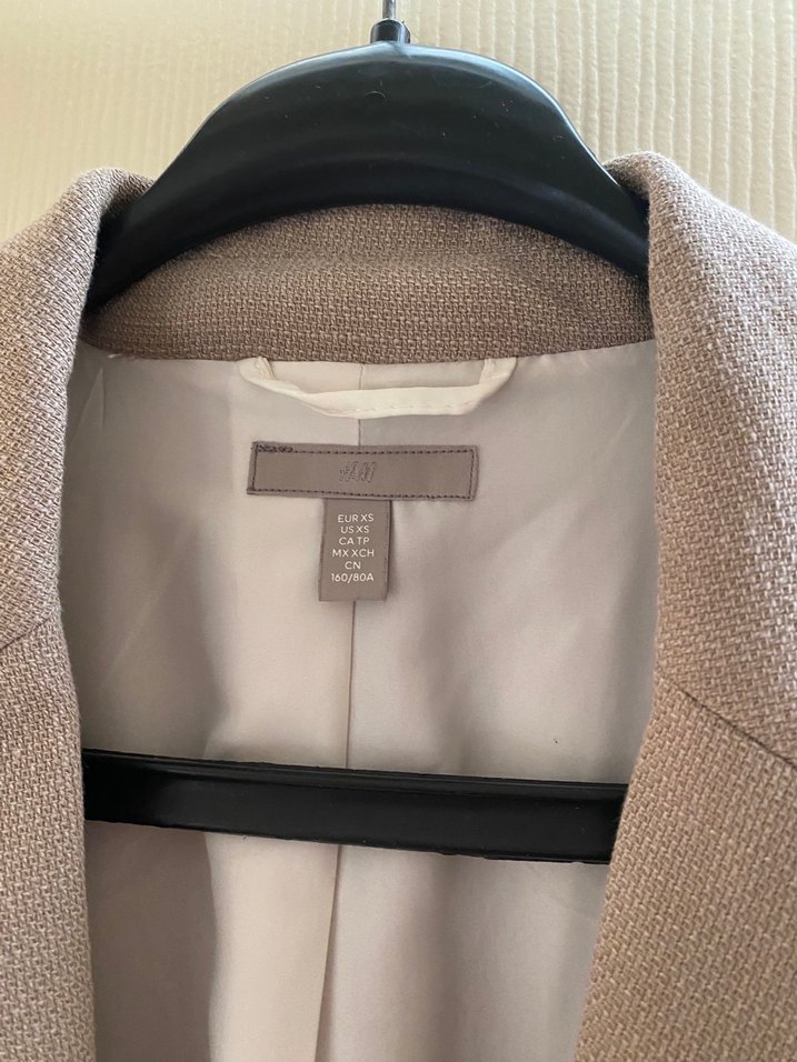 Bej Kadın Keten Midi Blazer - Görsel 4