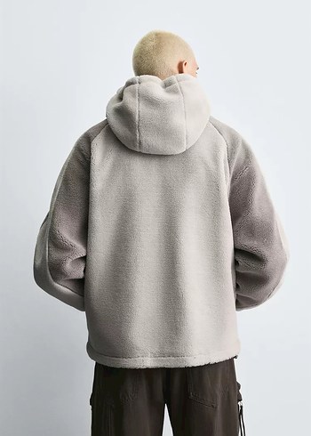 Gri Peluş Kapüşonlu Zara - Görsel 2