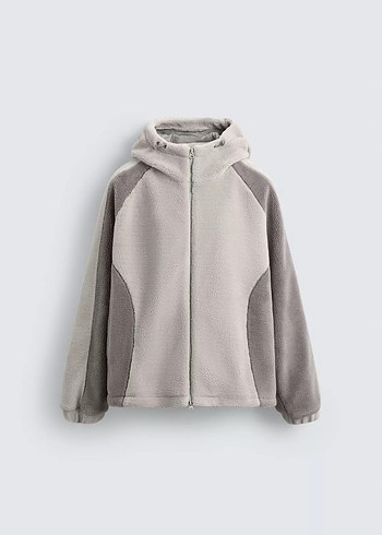 Gri Peluş Kapüşonlu Zara - Görsel 6